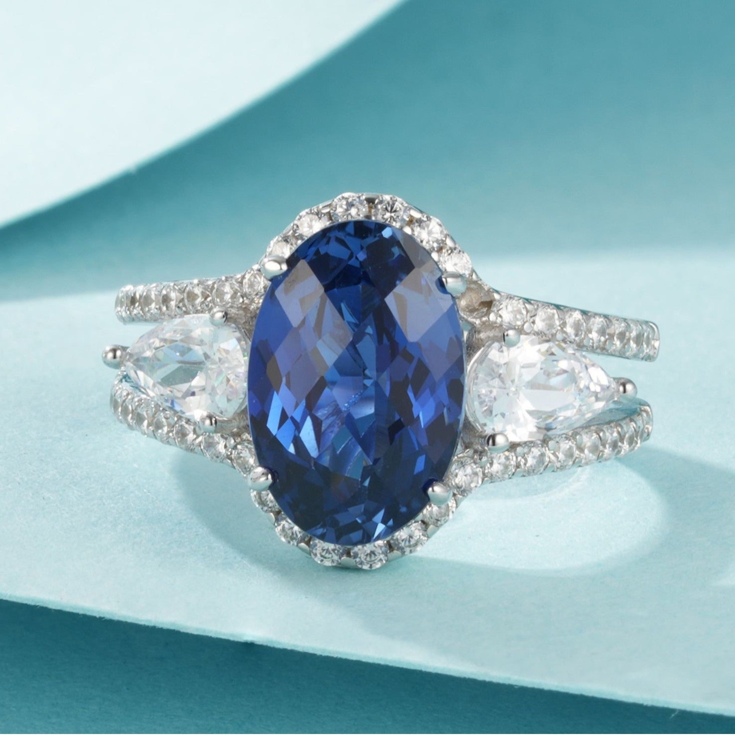 Oval Sapphire Halo Ring