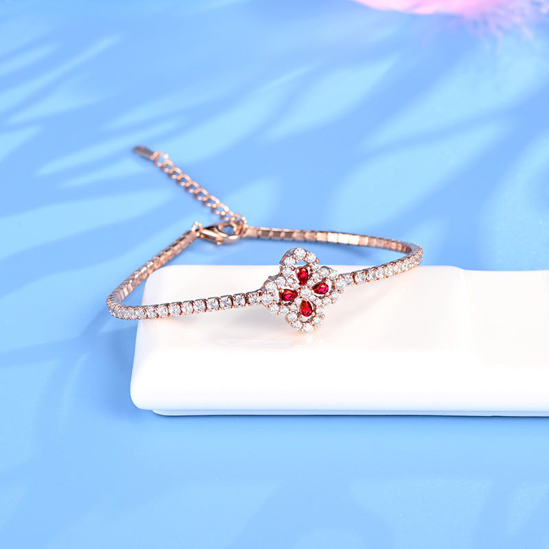 Ruby Clover Bracelet