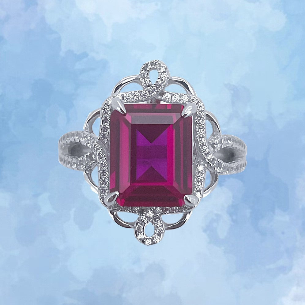 Sparkling Ruby Emerald Cut Ring