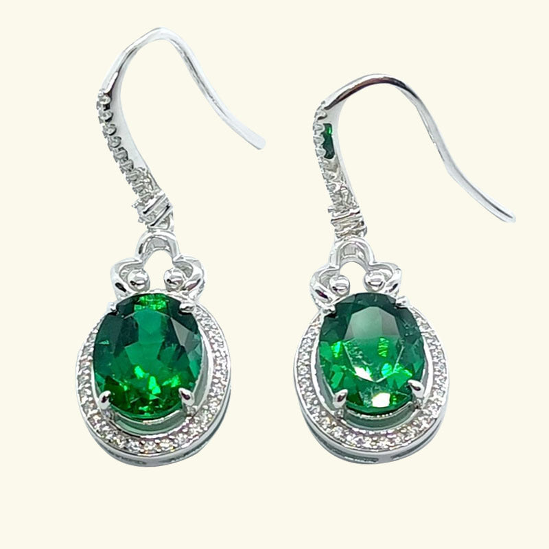 Crystal - Accented Emerald Earrings