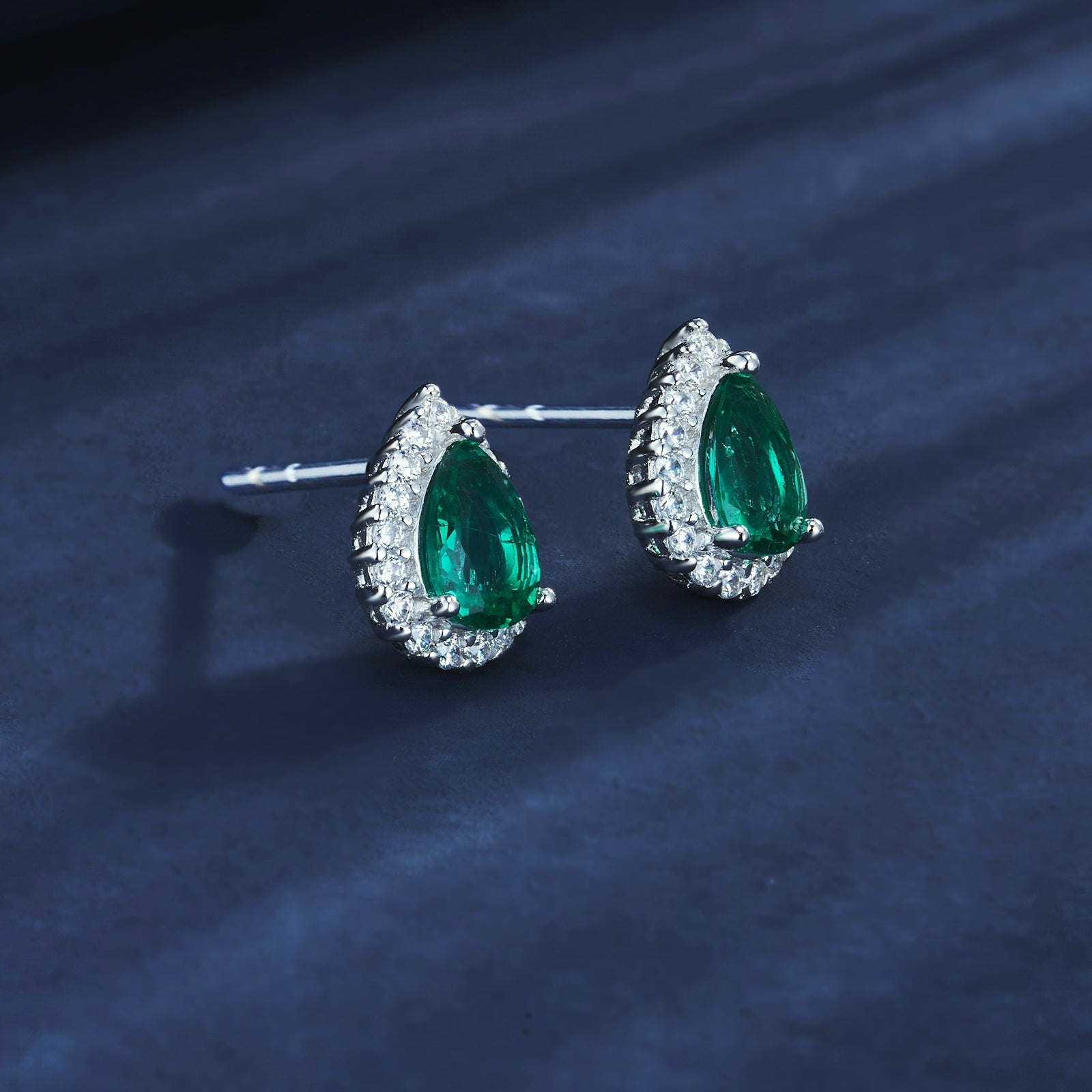 Teardrop Emerald Halo Earrings