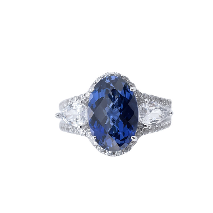 Oval Sapphire Halo Ring