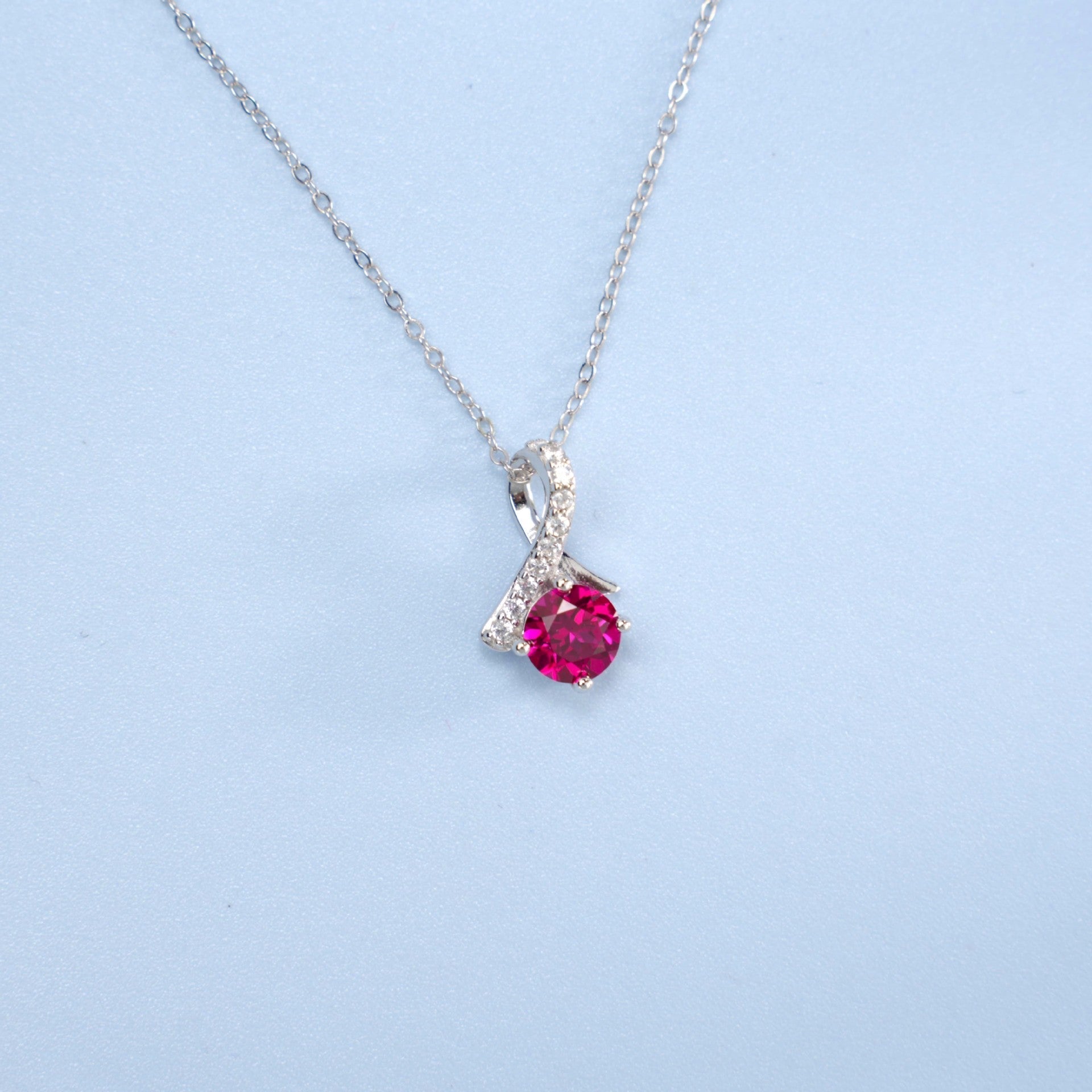 Elegant Ruby Solitaire Necklace