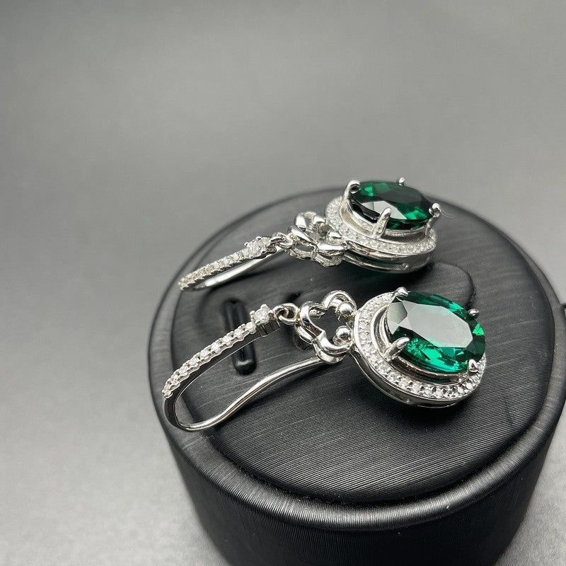 Crystal - Accented Emerald Earrings