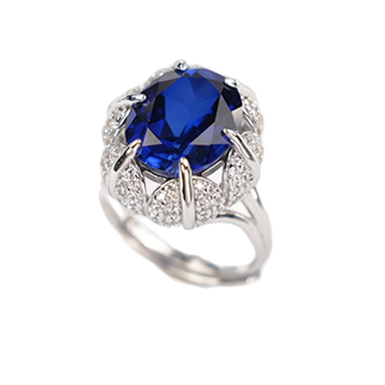 Big Stone Sapphire Halo Ring