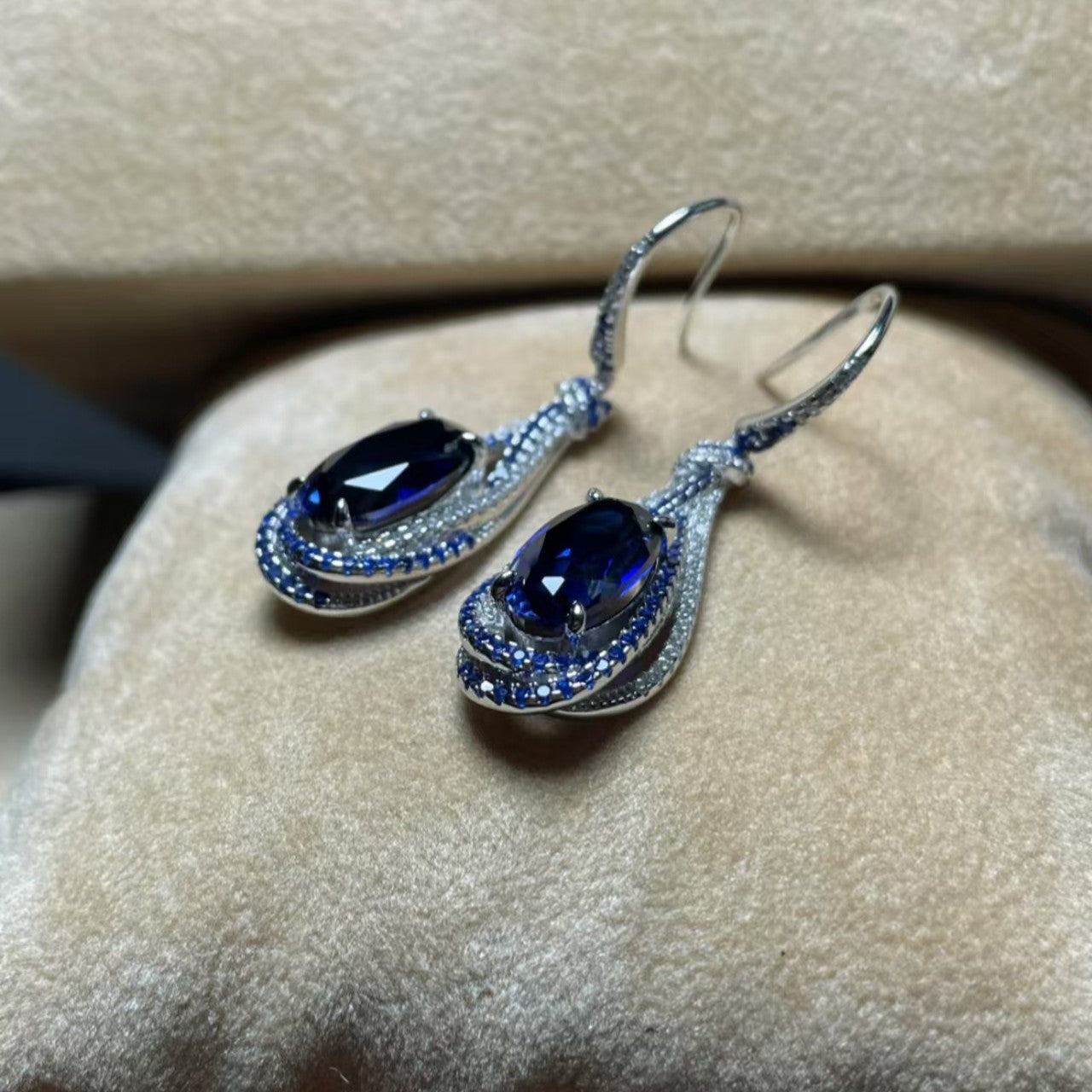 Teardrop Sapphire Dangle Earrings