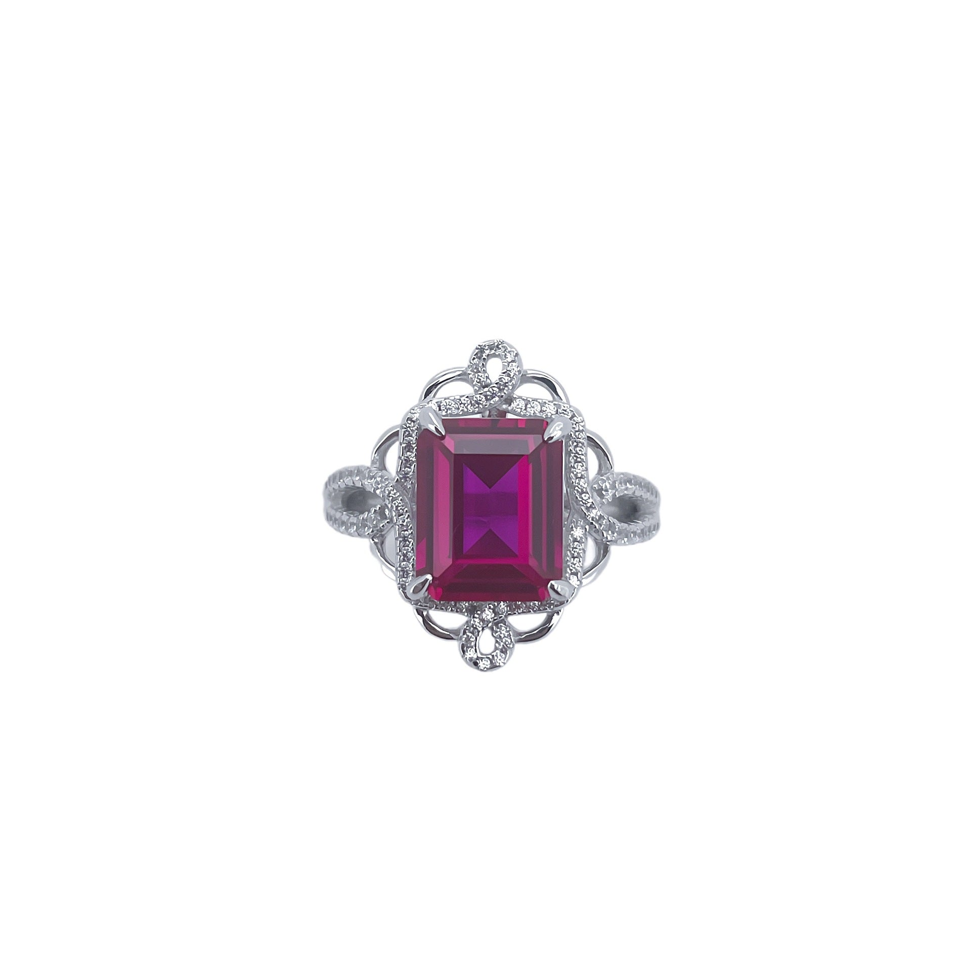 Sparkling Ruby Emerald Cut Ring