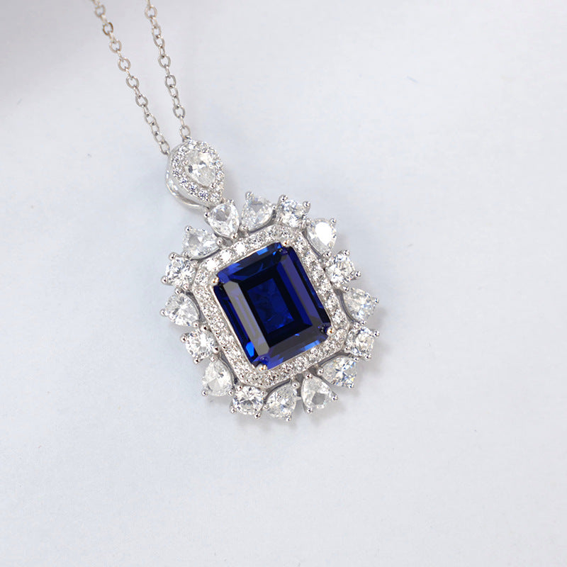 Halo Sapphire & Diamond Pendant