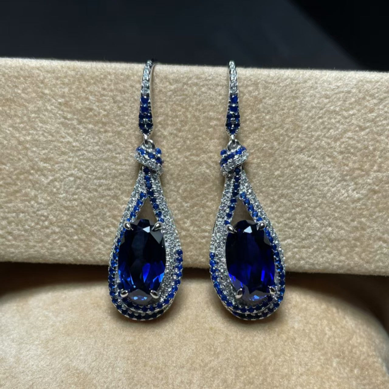 Teardrop Sapphire Dangle Earrings