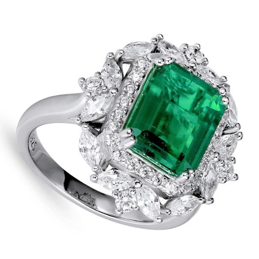 Baguette Emerald Halo Convertible Pendant