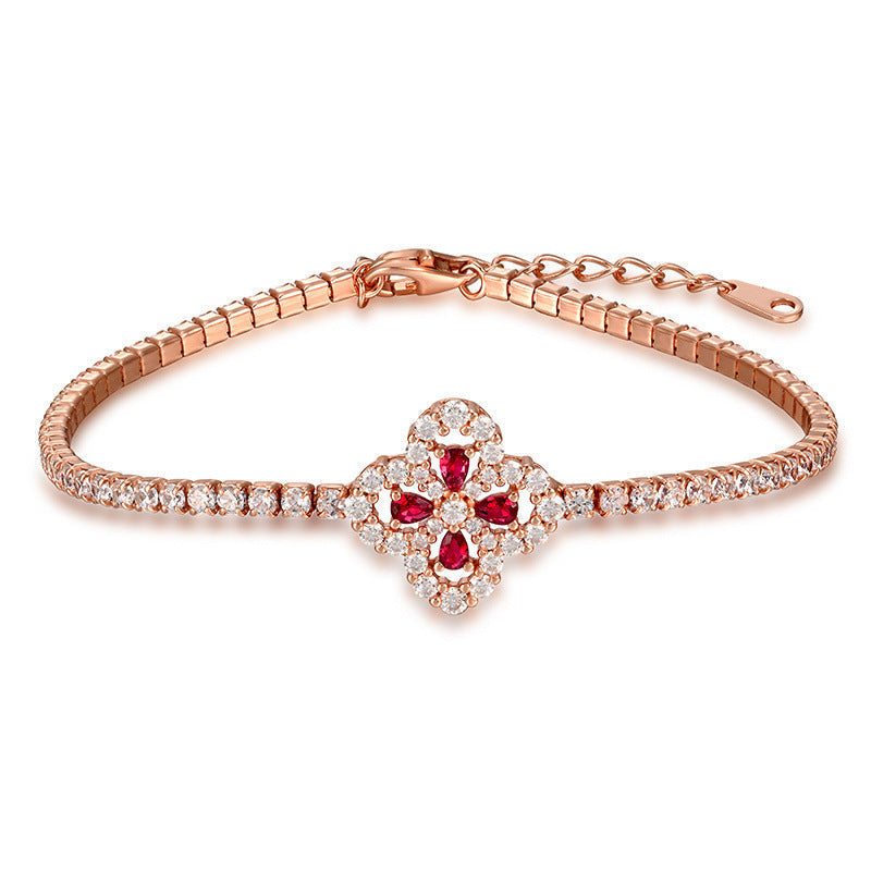 Ruby Clover Bracelet