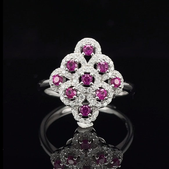 Vintage Ruby Cluster Ring