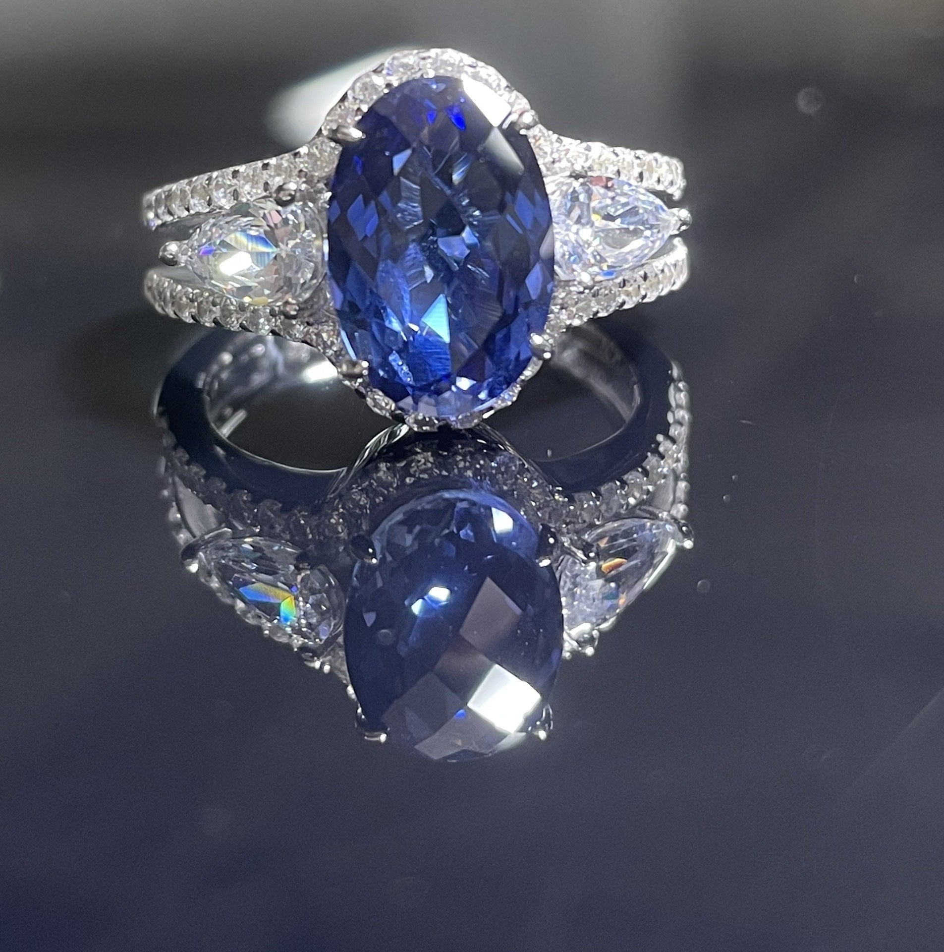 Oval Sapphire Halo Ring