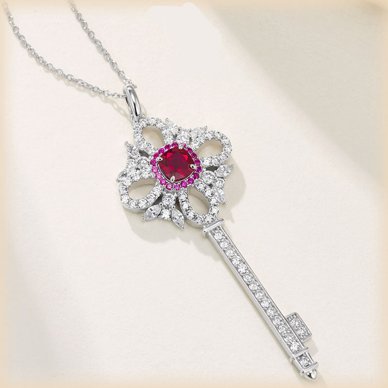 Ruby Key Pendant Necklace