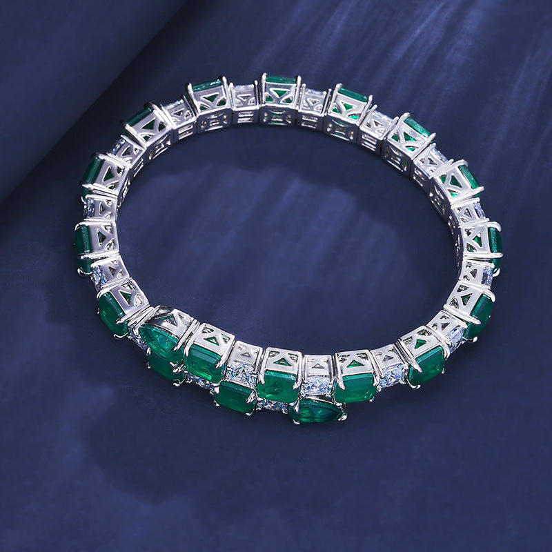 Emerald Geometric Tennis Bracelet