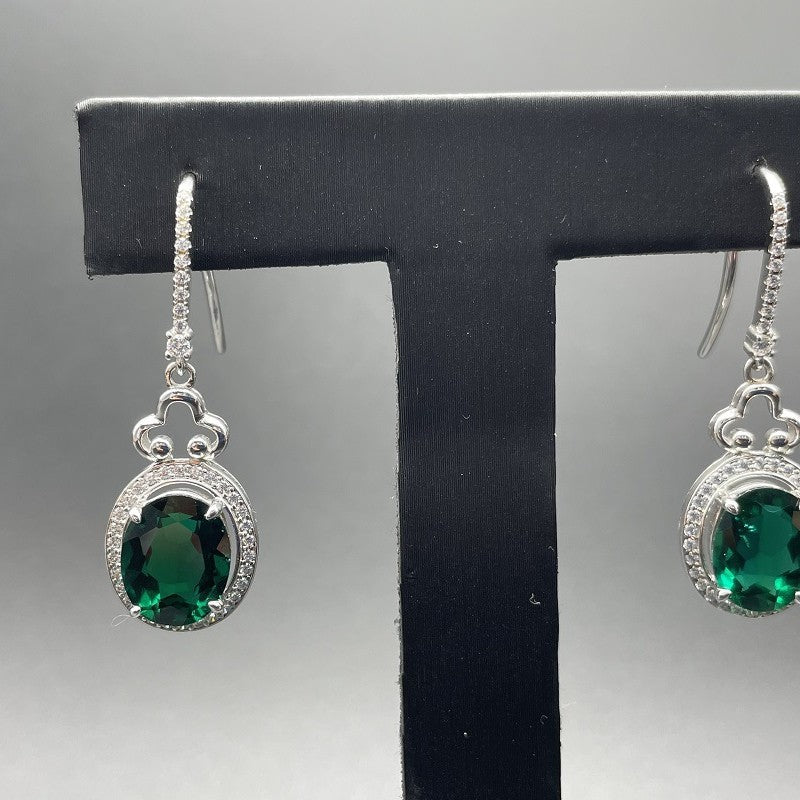 Crystal - Accented Emerald Earrings