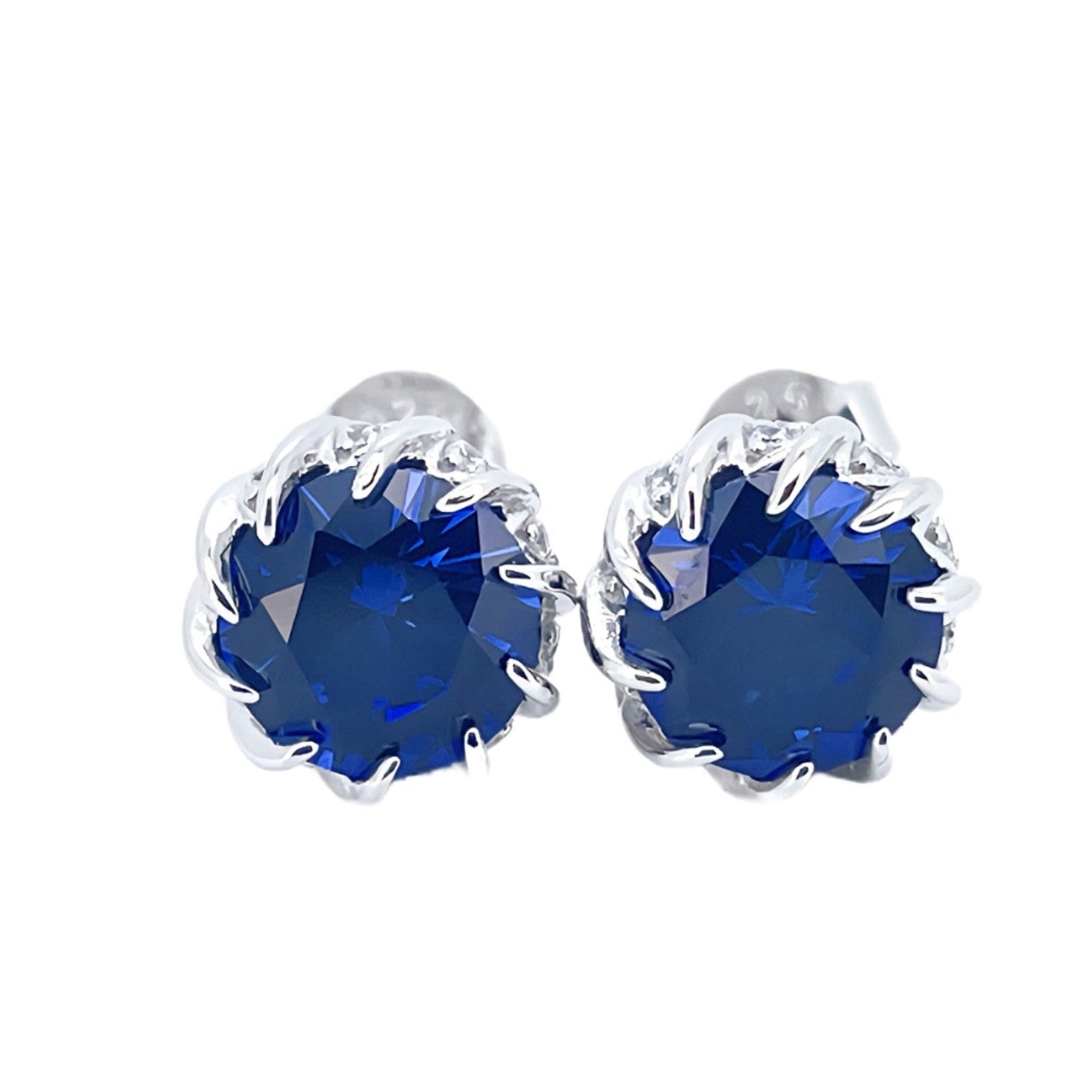 Halo Sapphire Stud Earrings