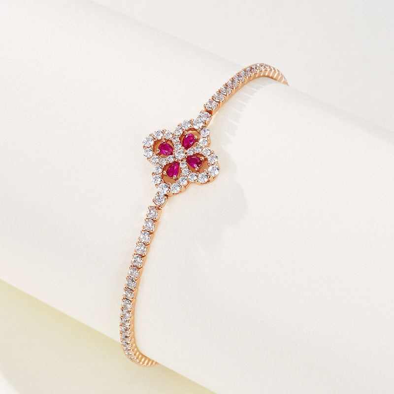 Ruby Clover Bracelet
