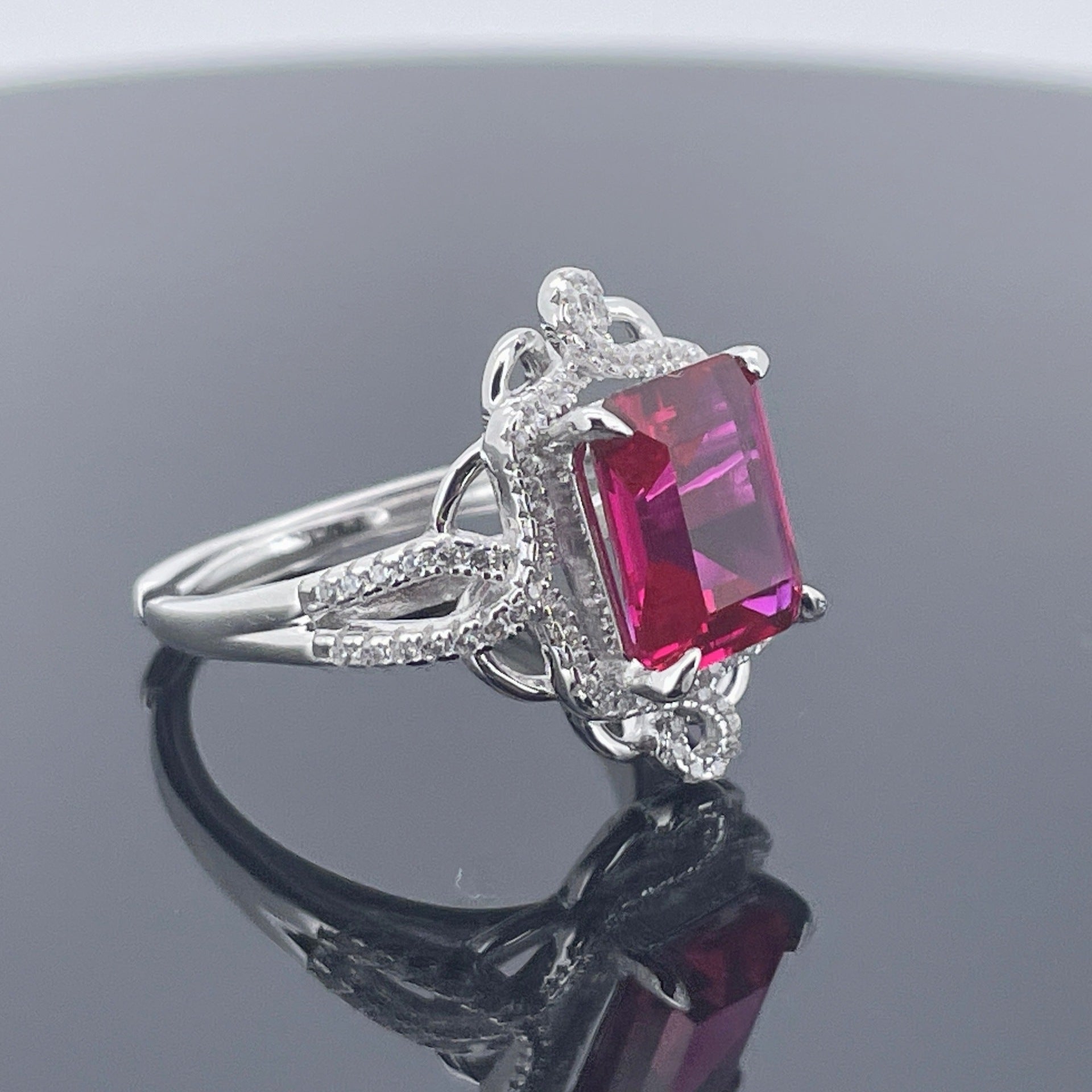 Sparkling Ruby Emerald Cut Ring