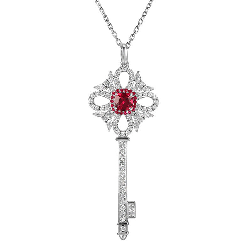 Ruby Key Pendant Necklace