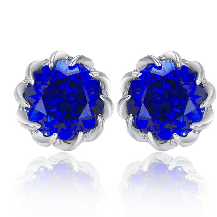 Halo Sapphire Stud Earrings