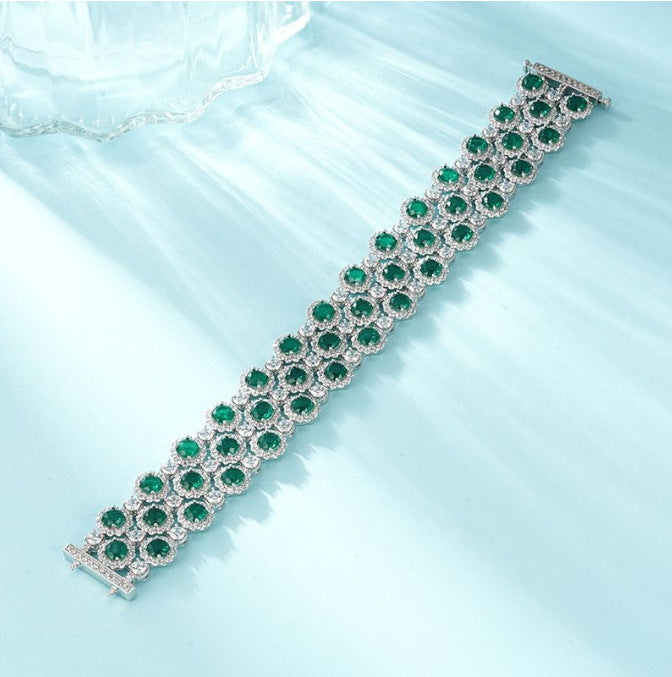 Emerald Halo Tennis Bracelet